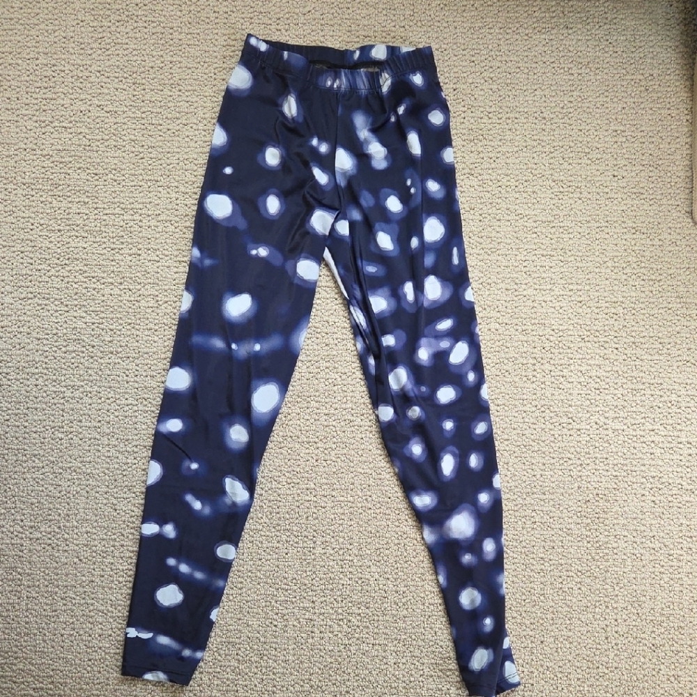 Blue and White Polka Dot Leggings with Tapered Fit